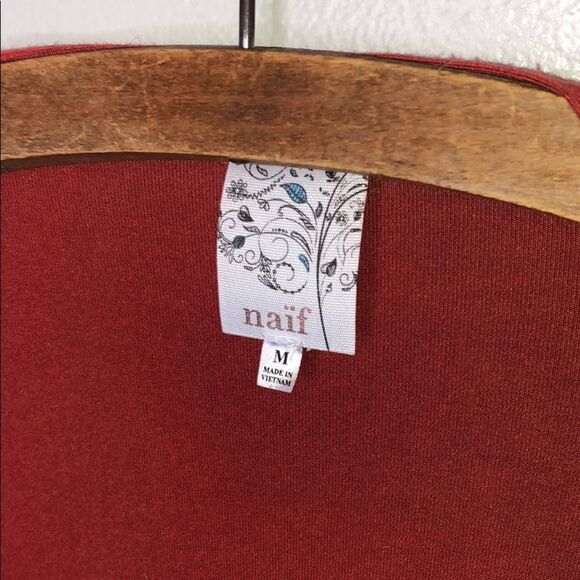 Naif Burnt Orange White Long Sleeve Cardigan Top - Picture 3 of 7